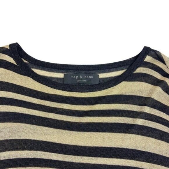 Rag and Bone Lightweight Striped Gold and Black Blouse - Picture 3 of 5